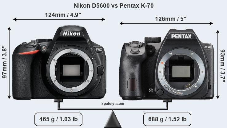 Size Nikon D5600 vs Pentax K-70