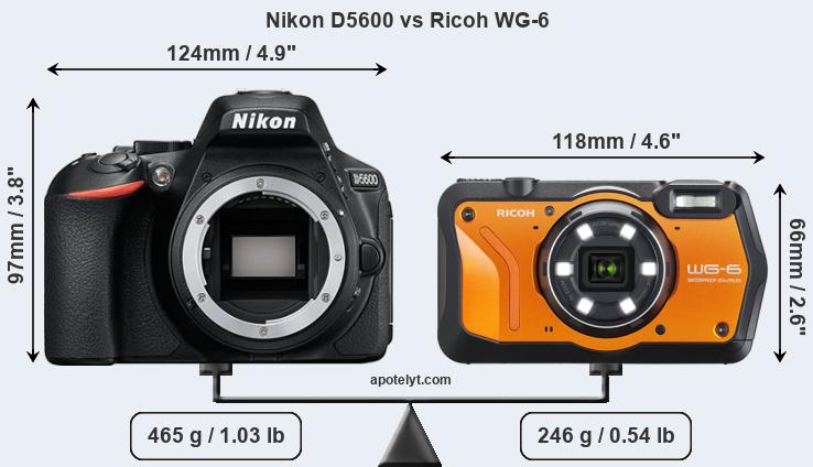Size Nikon D5600 vs Ricoh WG-6