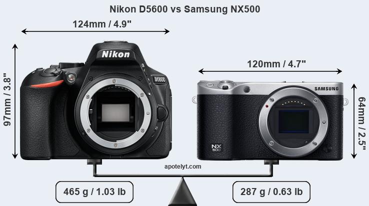 Size Nikon D5600 vs Samsung NX500