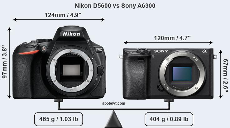 Size Nikon D5600 vs Sony A6300