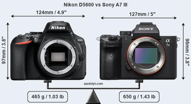 Size Nikon D5600 vs Sony A7 III