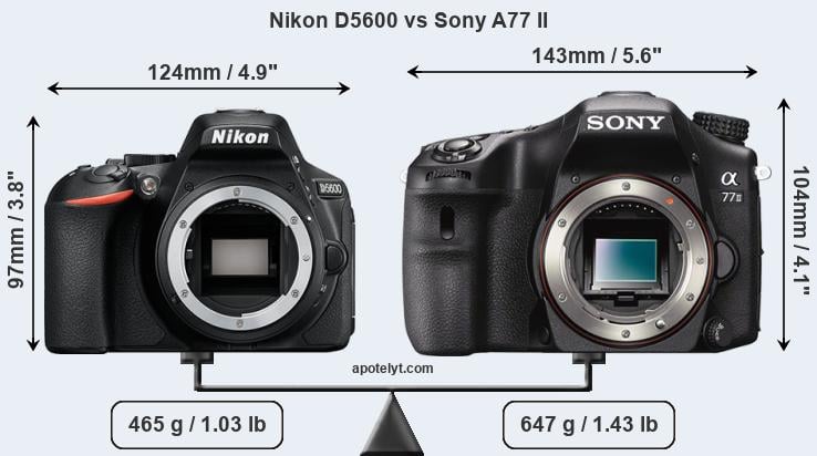 Size Nikon D5600 vs Sony A77 II