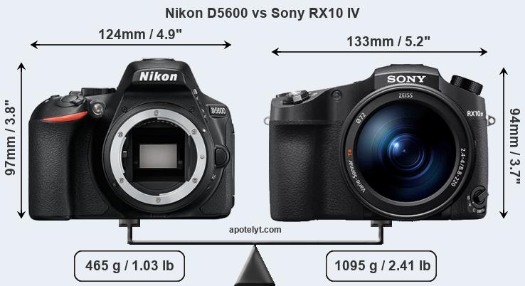 Size Nikon D5600 vs Sony RX10 IV