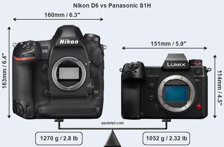 Size Nikon D6 vs Panasonic S1H