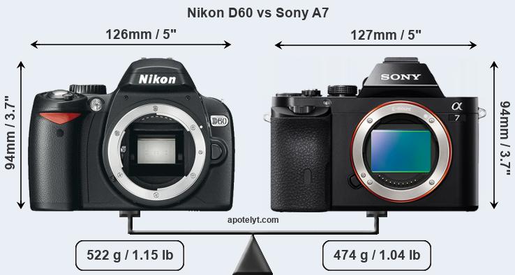 Size Nikon D60 vs Sony A7