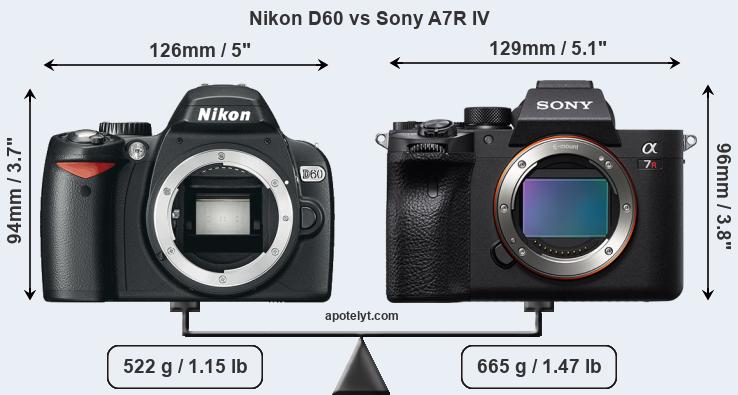 Size Nikon D60 vs Sony A7R IV