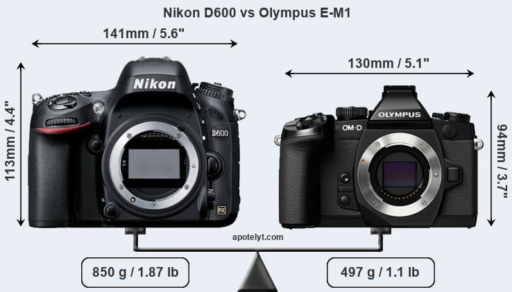 Size Nikon D600 vs Olympus E-M1