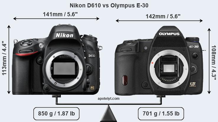 Size Nikon D610 vs Olympus E-30