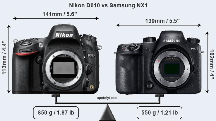 Size Nikon D610 vs Samsung NX1