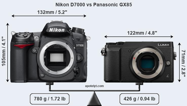 Size Nikon D7000 vs Panasonic GX85