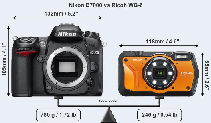Size Nikon D7000 vs Ricoh WG-6