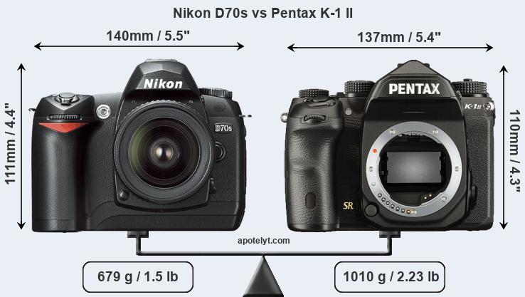 Size Nikon D70s vs Pentax K-1 II