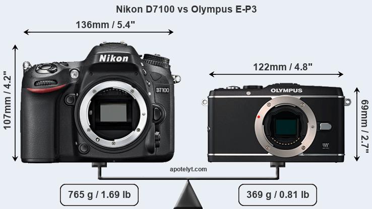 Size Nikon D7100 vs Olympus E-P3
