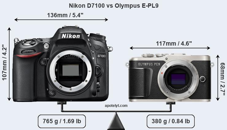 Size Nikon D7100 vs Olympus E-PL9