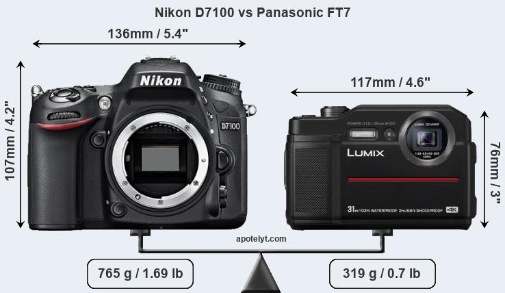 Size Nikon D7100 vs Panasonic FT7