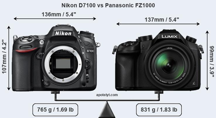 Size Nikon D7100 vs Panasonic FZ1000