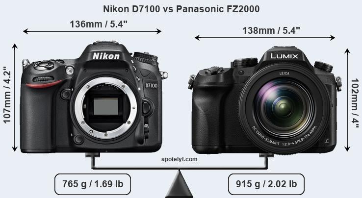 Size Nikon D7100 vs Panasonic FZ2000