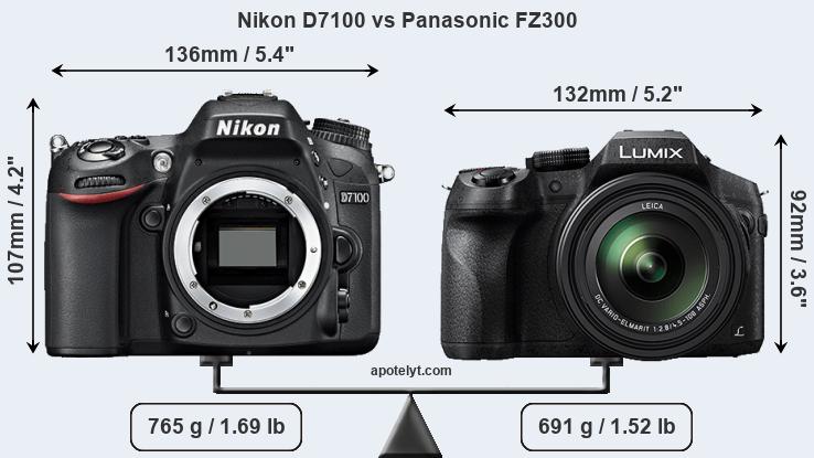 Size Nikon D7100 vs Panasonic FZ300