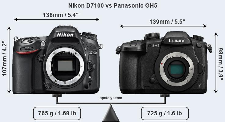 Size Nikon D7100 vs Panasonic GH5