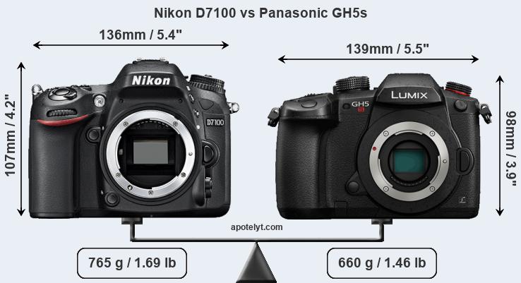 Size Nikon D7100 vs Panasonic GH5s