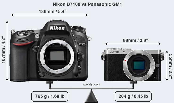 Size Nikon D7100 vs Panasonic GM1