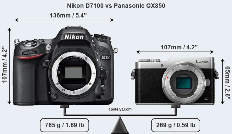 Size Nikon D7100 vs Panasonic GX850