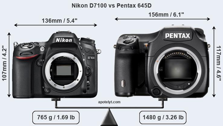 Size Nikon D7100 vs Pentax 645D