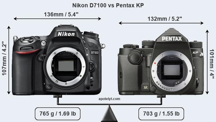 Size Nikon D7100 vs Pentax KP