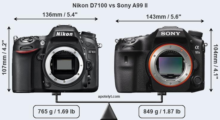Size Nikon D7100 vs Sony A99 II