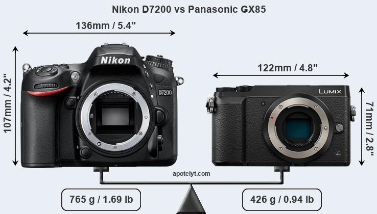 Size Nikon D7200 vs Panasonic GX85