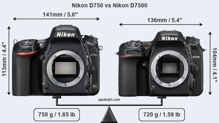 Size Nikon D750 vs Nikon D7500