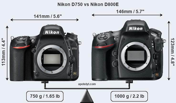 Size Nikon D750 vs Nikon D800E