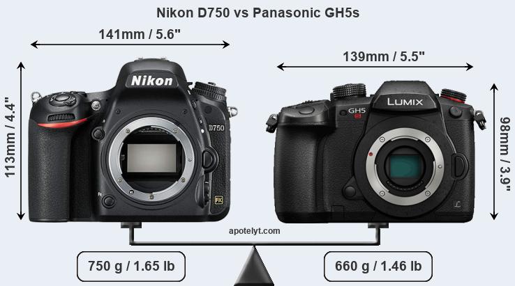 Size Nikon D750 vs Panasonic GH5s