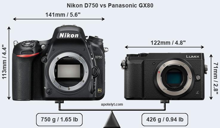 Size Nikon D750 vs Panasonic GX80