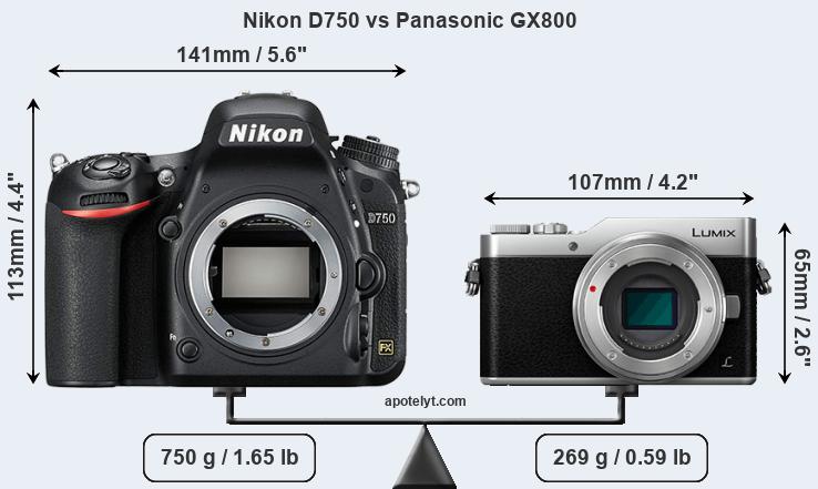 Size Nikon D750 vs Panasonic GX800