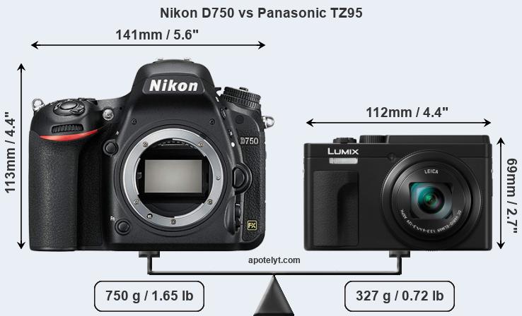 Size Nikon D750 vs Panasonic TZ95
