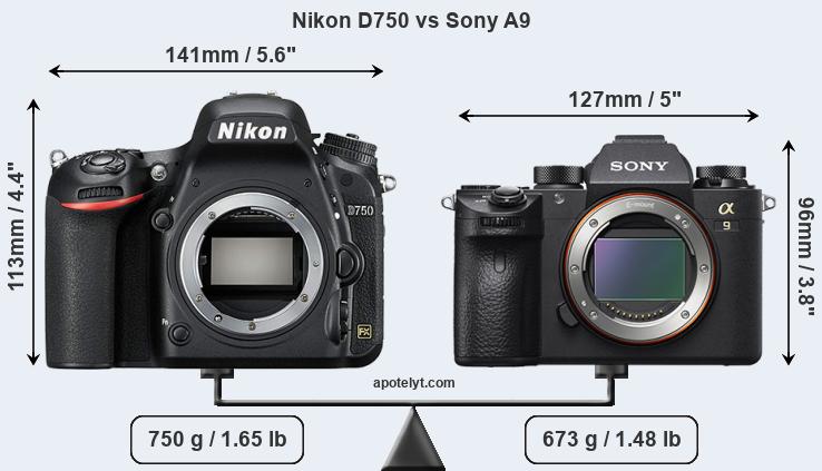 Size Nikon D750 vs Sony A9
