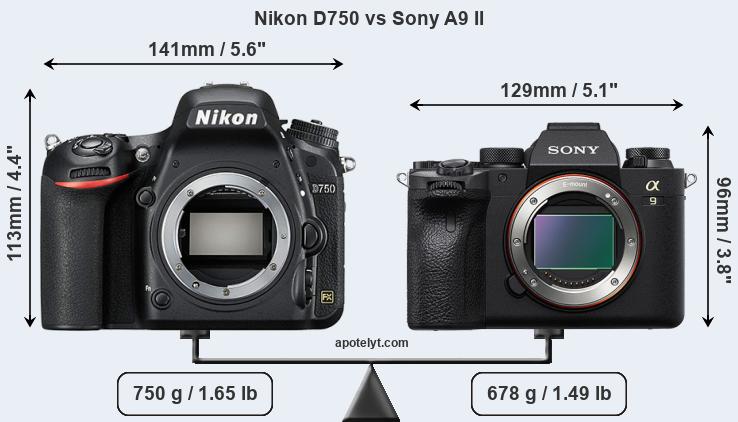 Size Nikon D750 vs Sony A9 II