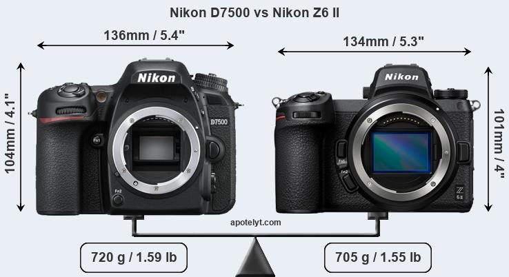 Size Nikon D7500 vs Nikon Z6 II