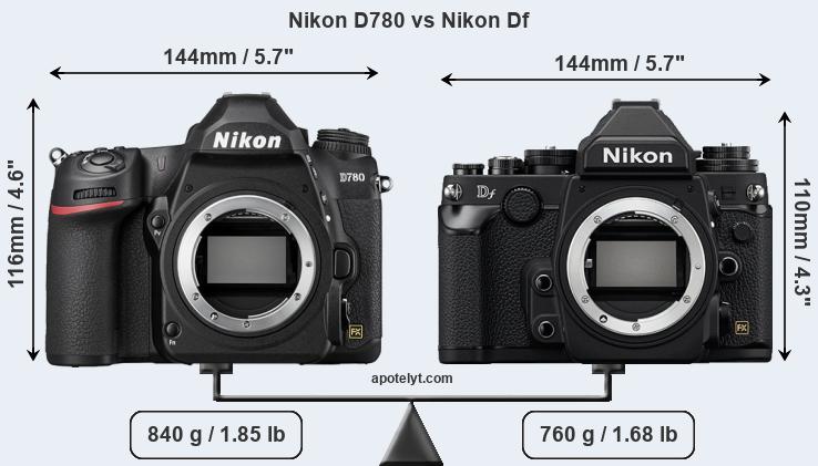 Size Nikon D780 vs Nikon Df