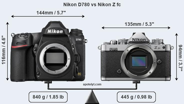 Size Nikon D780 vs Nikon Z fc