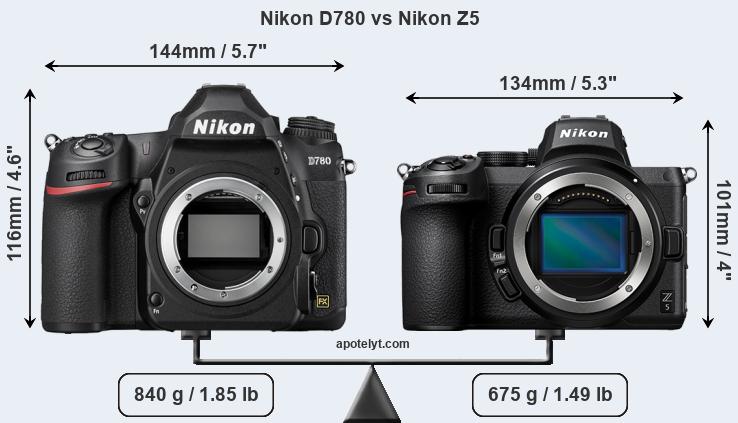 Size Nikon D780 vs Nikon Z5