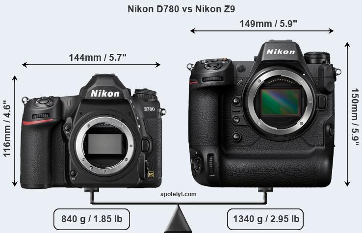 Size Nikon D780 vs Nikon Z9