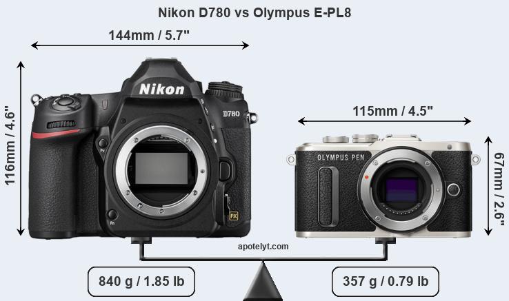 Size Nikon D780 vs Olympus E-PL8