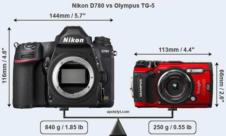 Size Nikon D780 vs Olympus TG-5