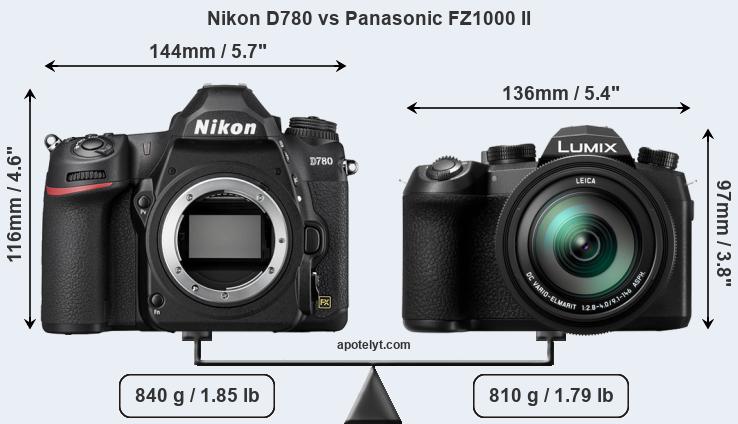 Size Nikon D780 vs Panasonic FZ1000 II