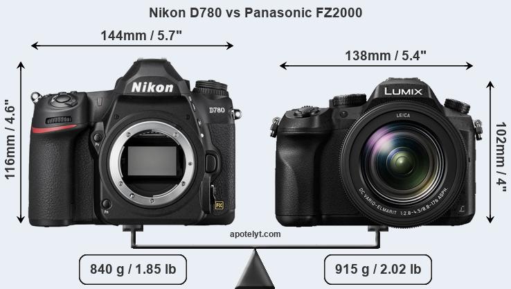 Size Nikon D780 vs Panasonic FZ2000