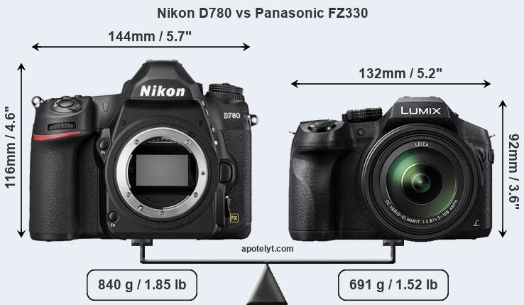 Size Nikon D780 vs Panasonic FZ330