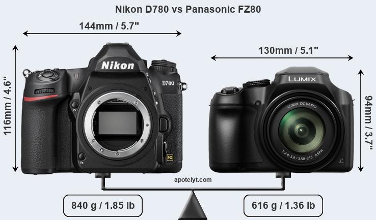 Size Nikon D780 vs Panasonic FZ80
