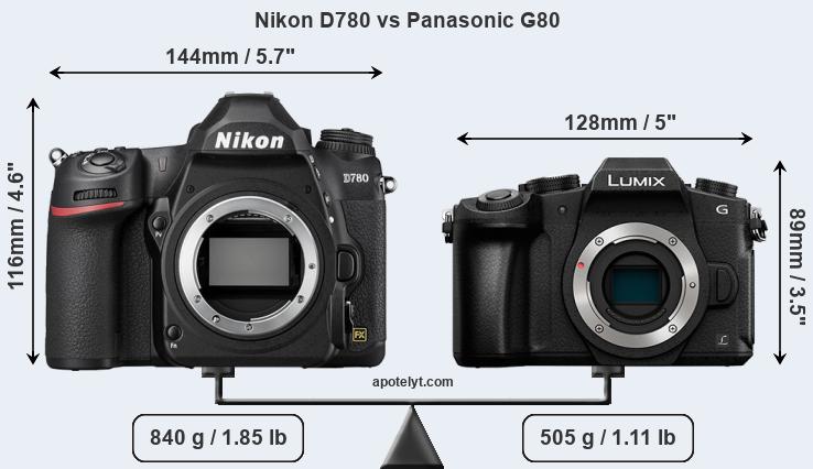 Size Nikon D780 vs Panasonic G80